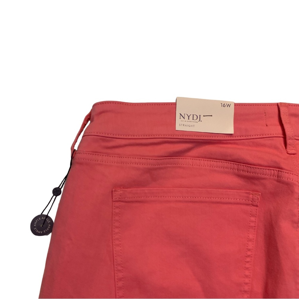 NYDJ Marilyn Straight Ankle Pink Jeans 16W Plus Size Coral Salmon Denim Crop - Picture 7 of 10